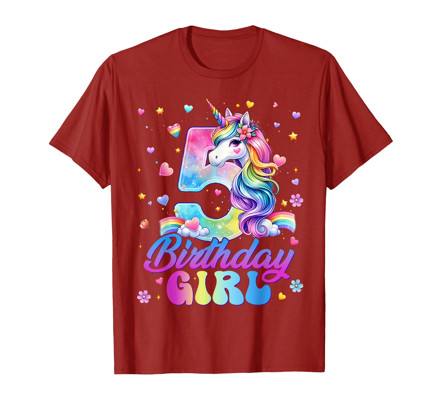 It's My 5th Birthday Unicorn 5 Years Old Girl Birthday Party T-Shirt