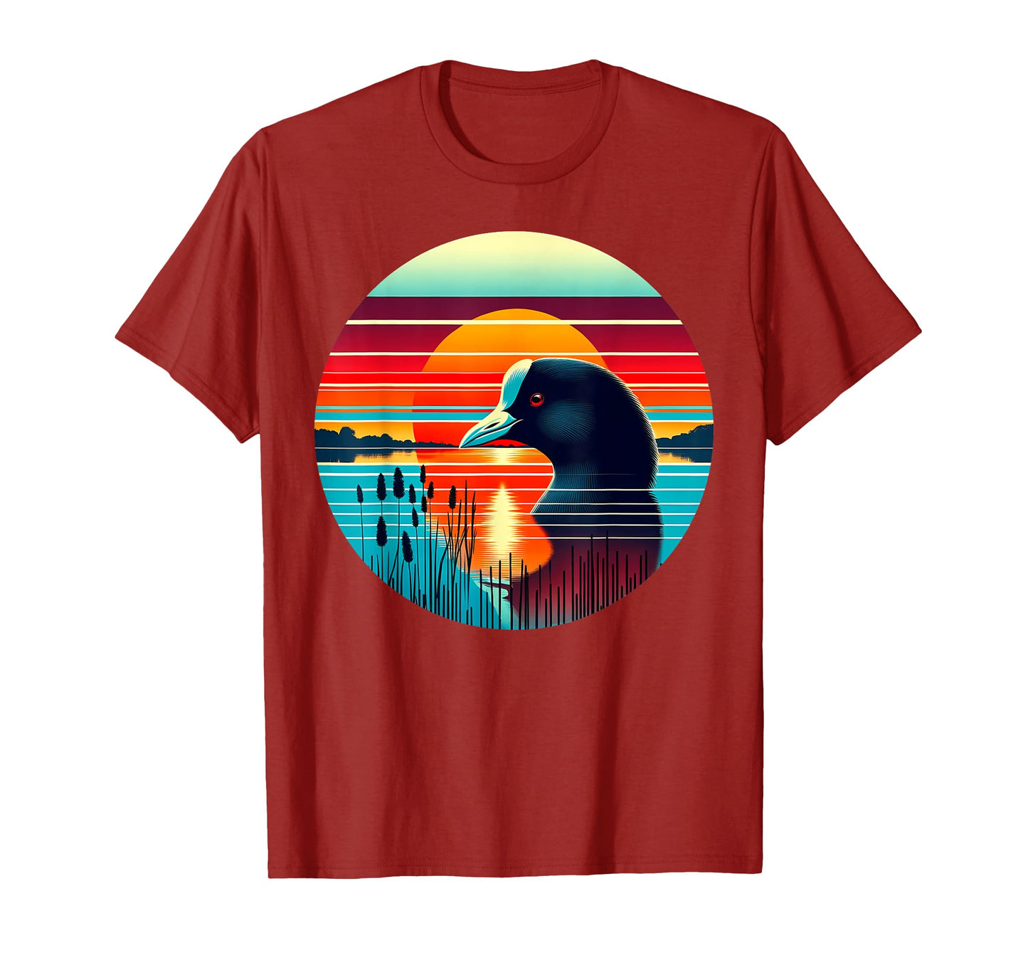 Coot Bird Sunset Retro Style Safari Vintage 70s T-Shirt