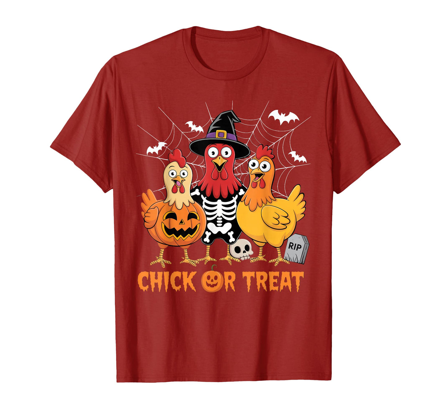 Chicken Skeleton Chick Or Treat Farmer Funny Halloween T-Shirt