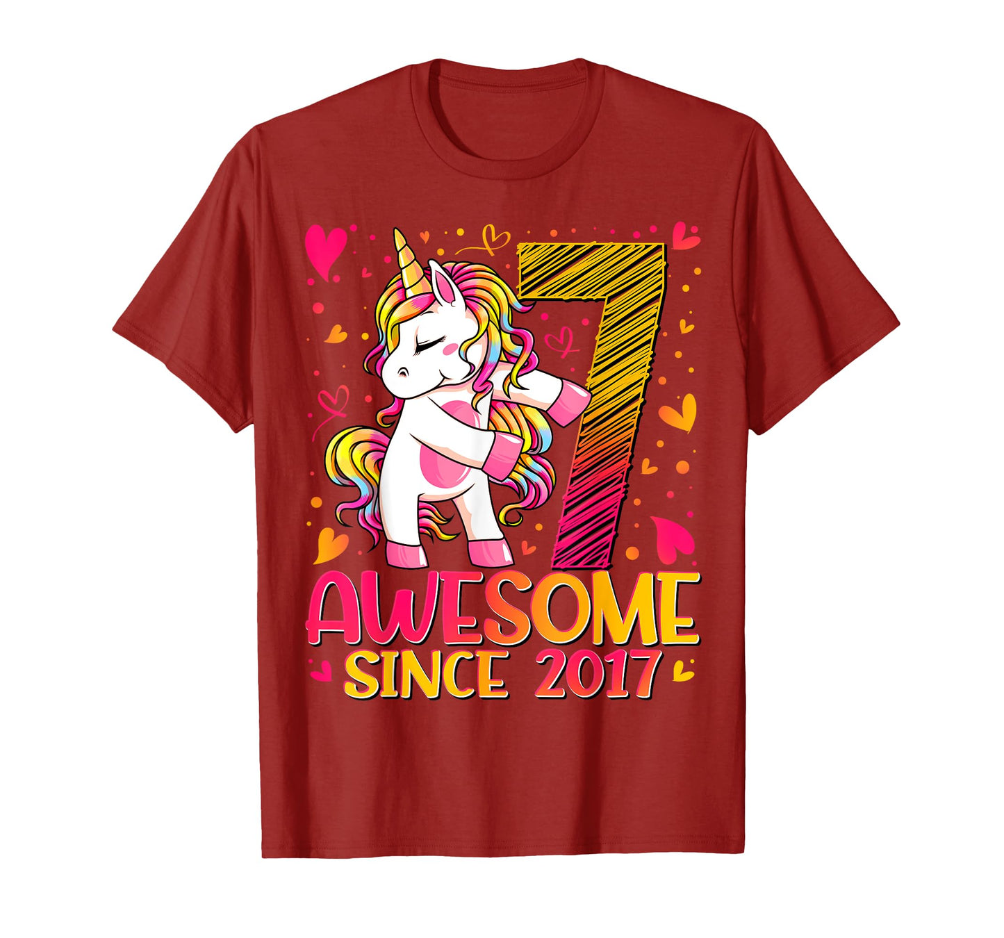 7 Years Old Flossing Unicorn Gifts 7th Birthday Girl Party T-Shirt
