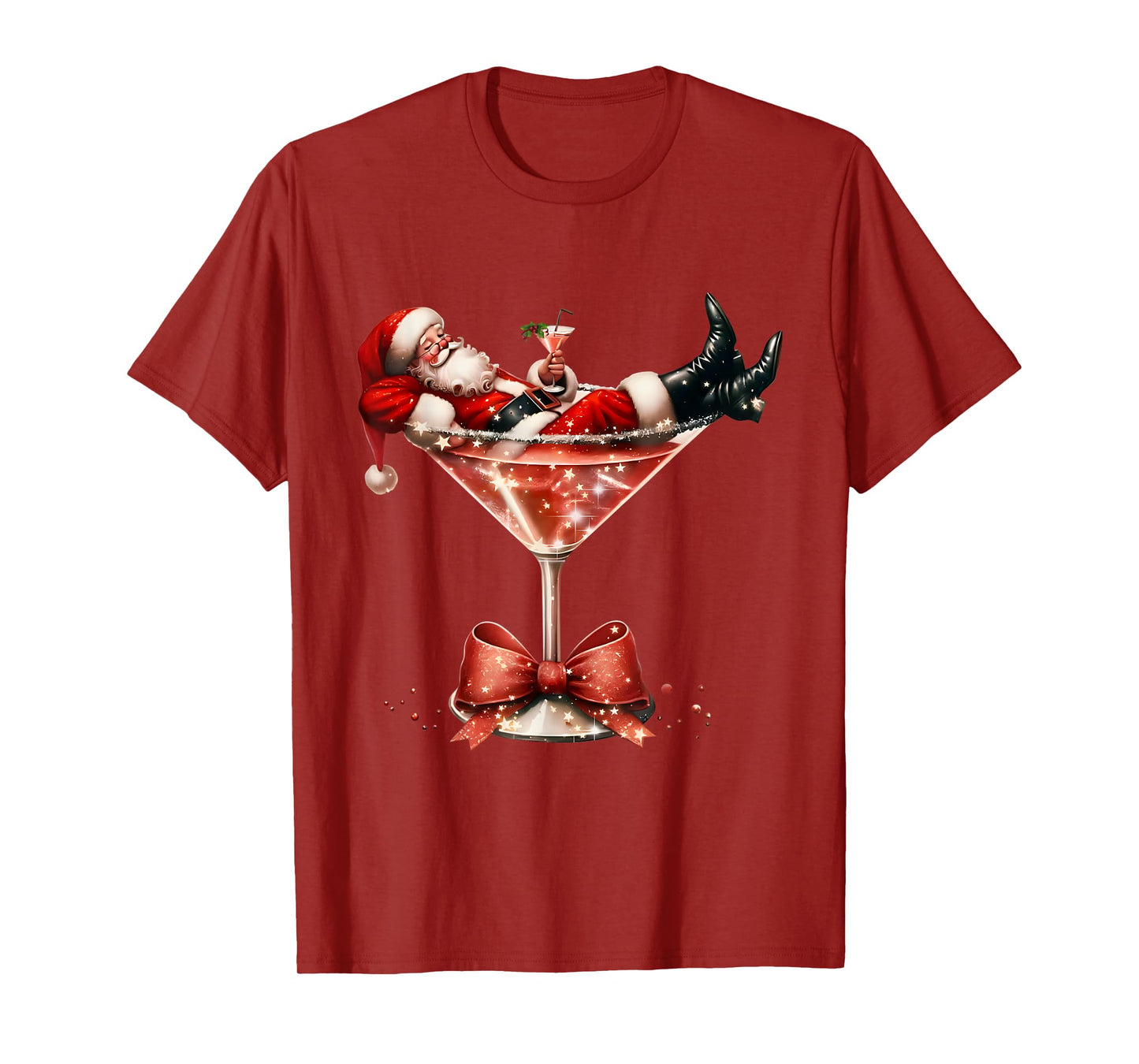 Santa's Hot Mess Christmas Martini Xmas T-Shirt