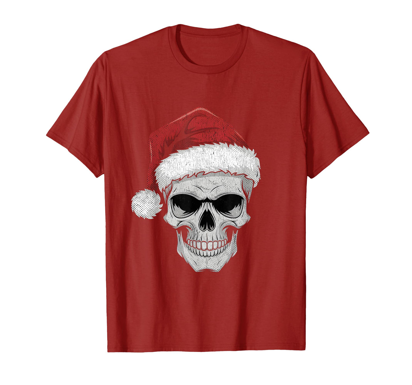 Santa Hat Skull Heavy Metal Goth Sarcastic Rock Christmas T-Shirt