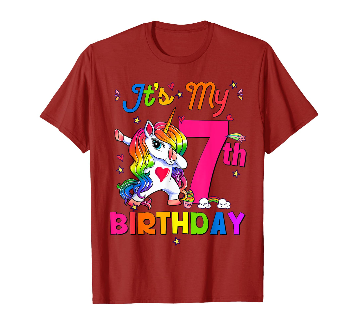 7 Years Old Unicorn It's My 7th Birthday Girl Party T-Shirt