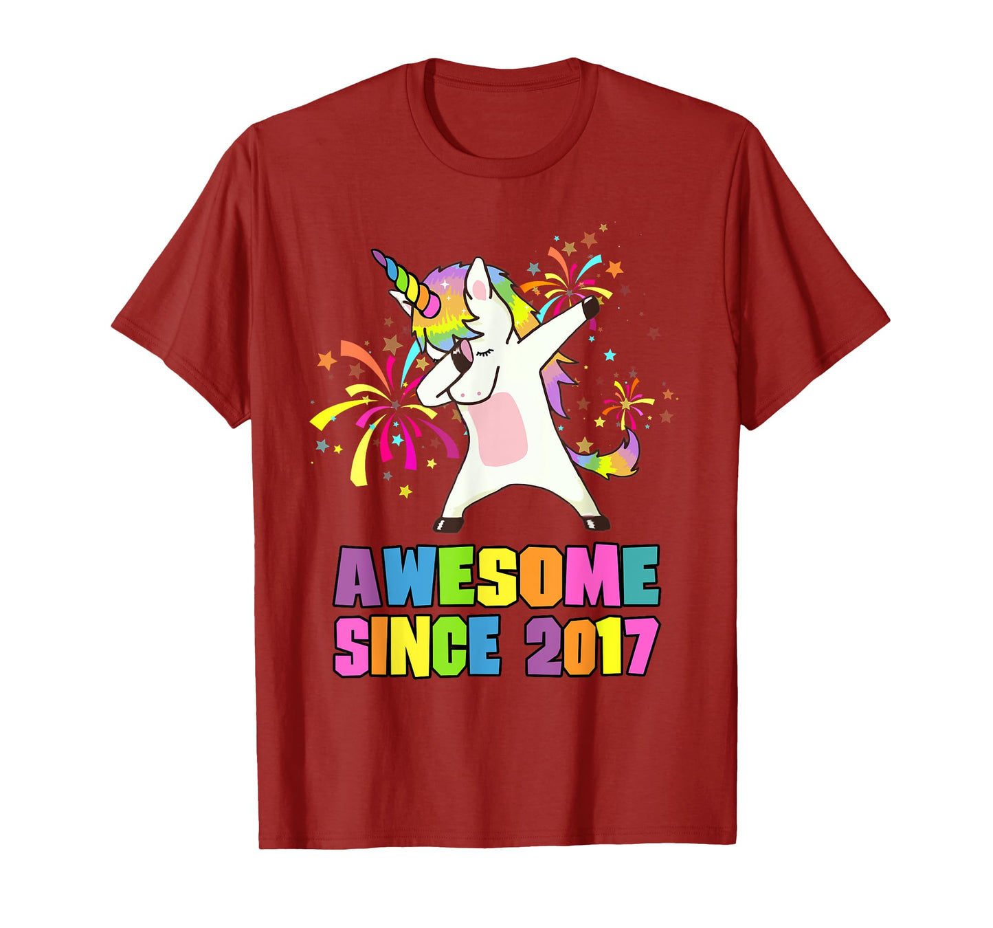 7 Years Old 7th Birthday Awesome Since 2017 Unicorn T-Shirt