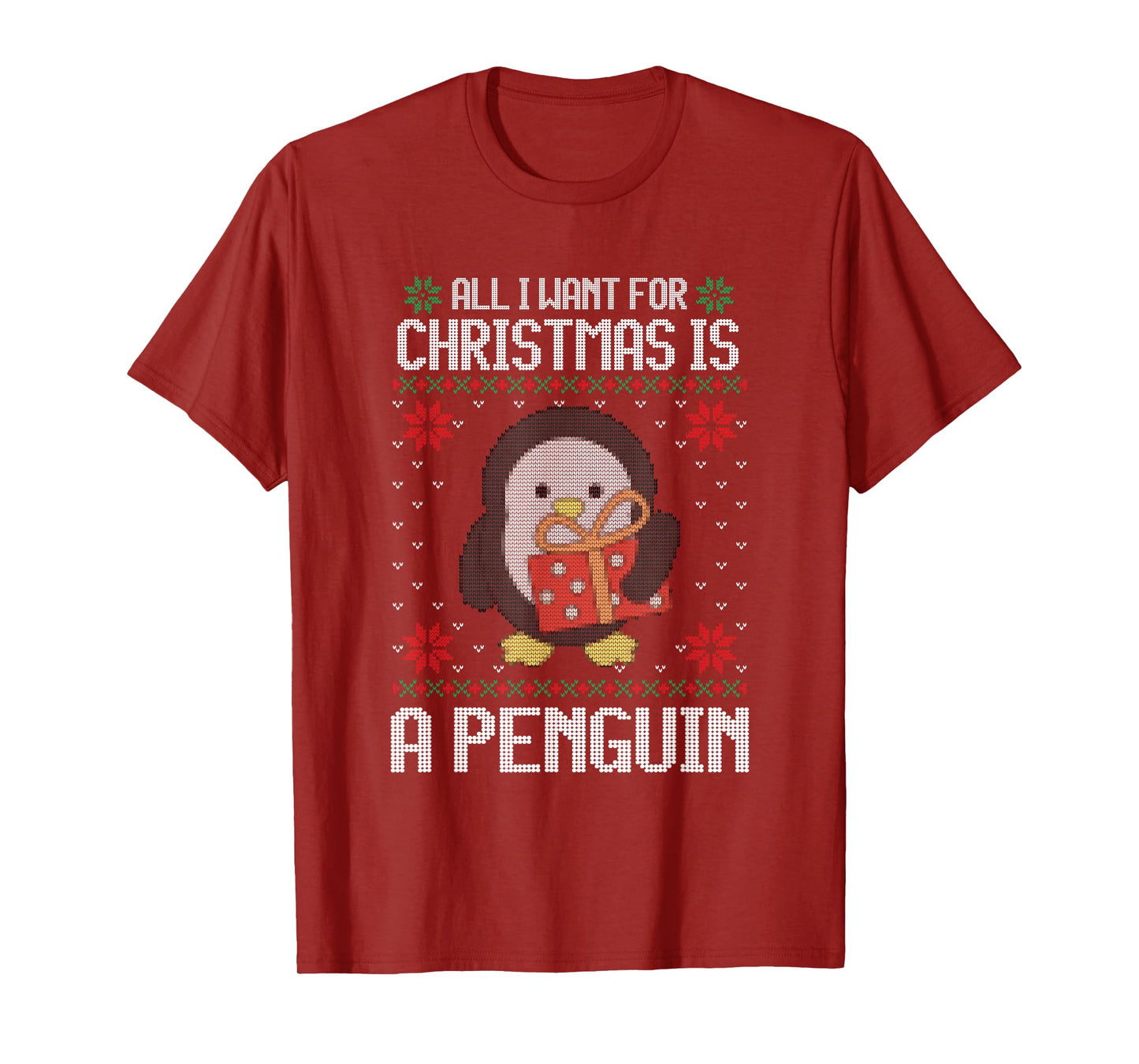 Ugly Xmas All I Want for Christmas Is A Penguin Funny Animal T-Shirt