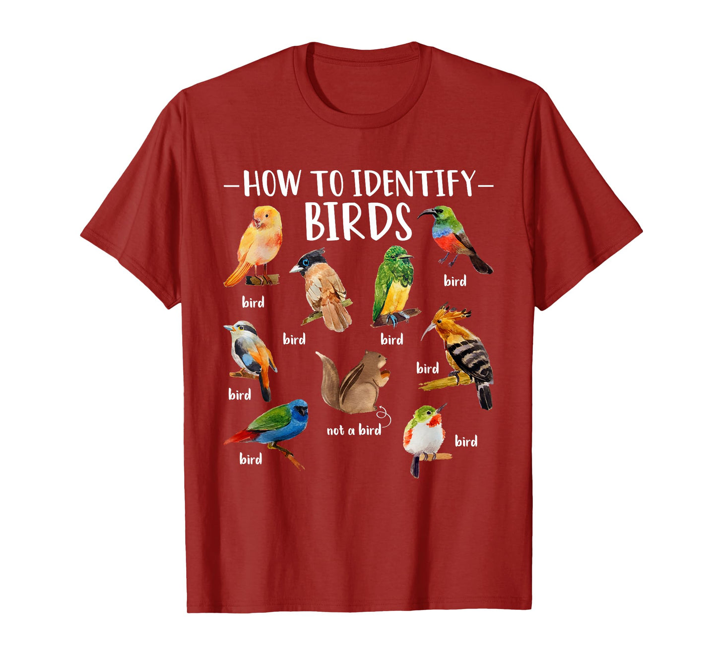 How To Identify Birds Squirrel Funny Bird Lover Birdwatcher T-Shirt