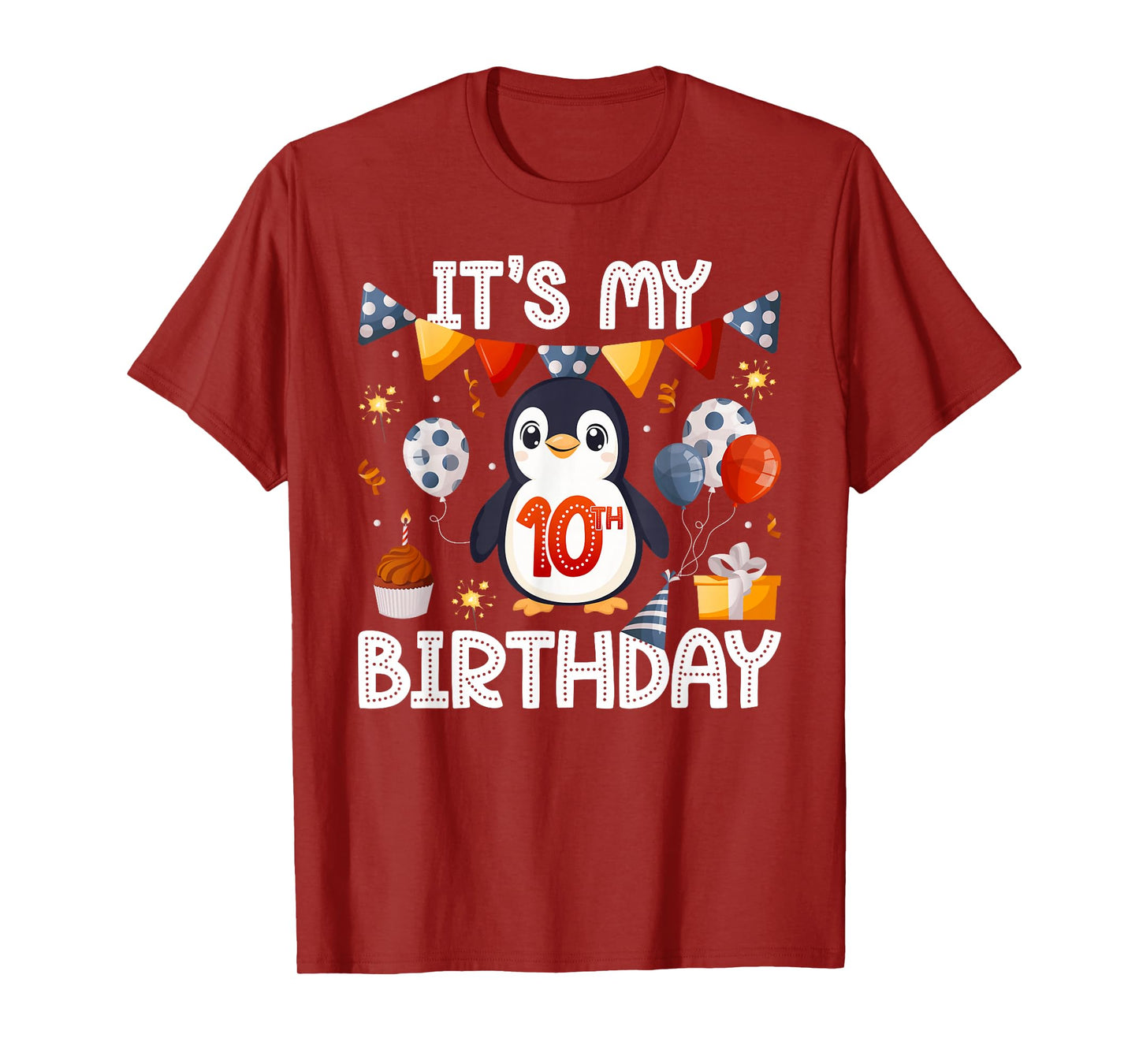 10th Penguin Birthday Party Ten Year Old Penguins T-Shirt