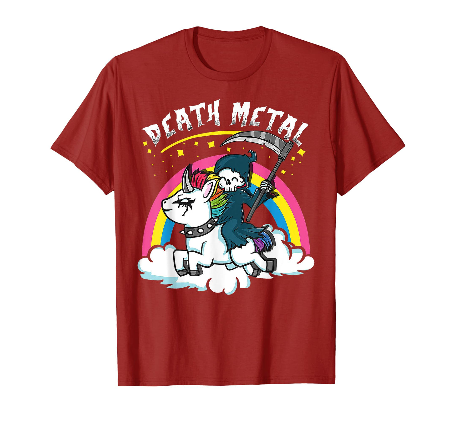 Funny Rainbow Skeleton Unicorn Death Metal Music Festival T-Shirt