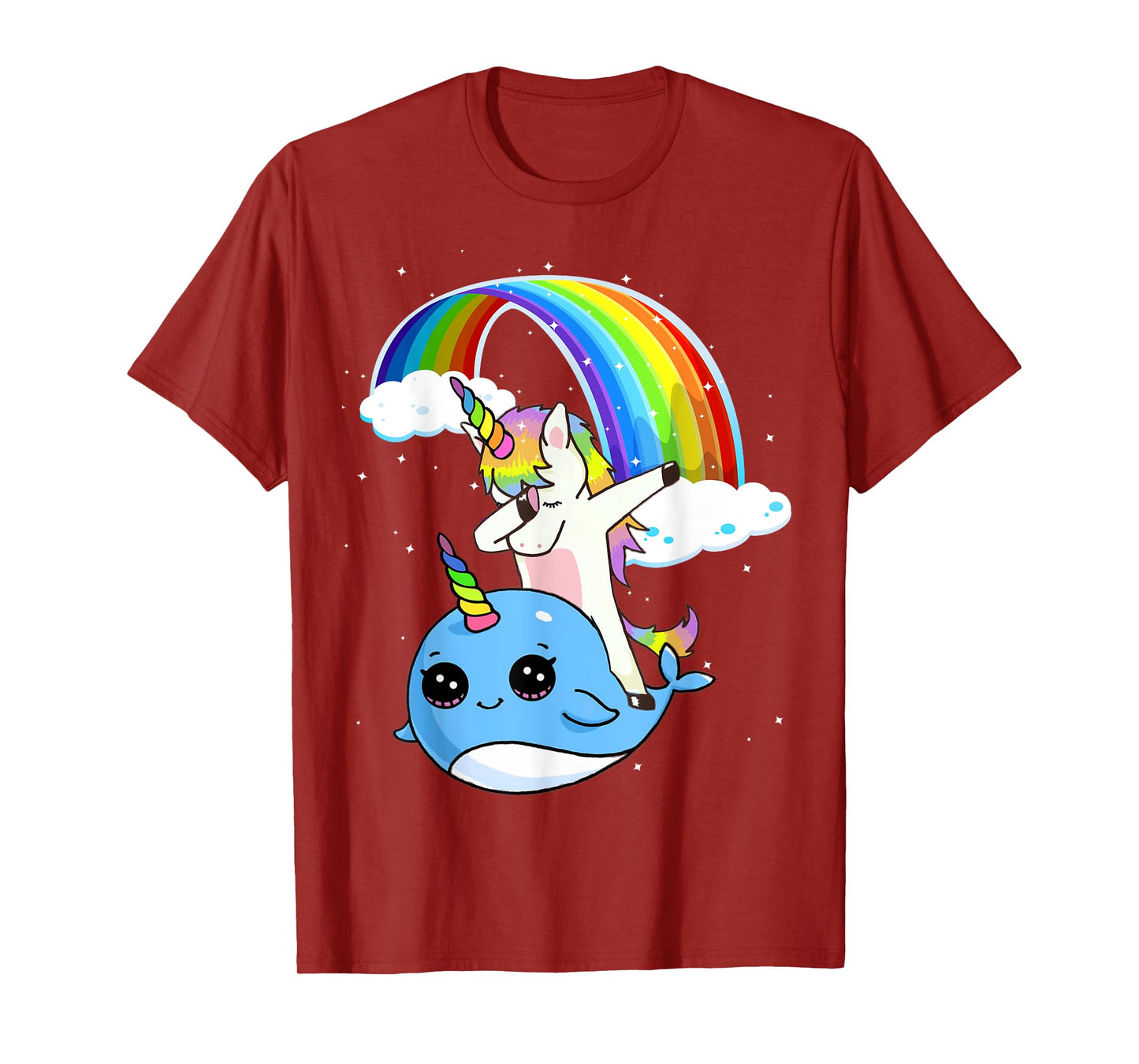 Dabbing Unicorn With Narwhal and Rainbow Cute T-Shirt