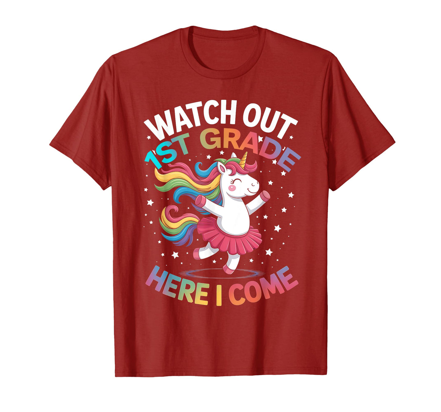 Watch Out 1st Grade Here I Come Unicorn Girls Back To School T-Shirt