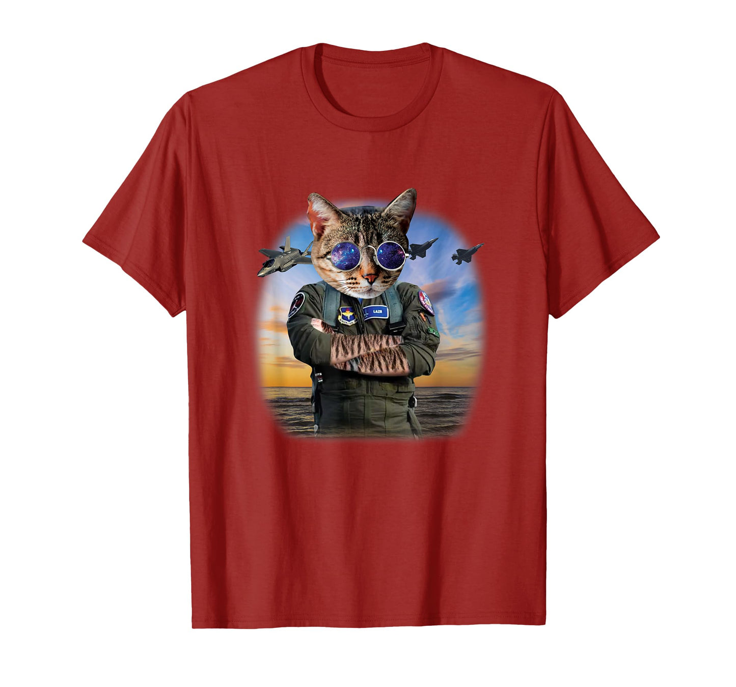 Funny Cat F22 Raptor Fighter Jet Aviator Air force gift T-Shirt for Men Women Kids