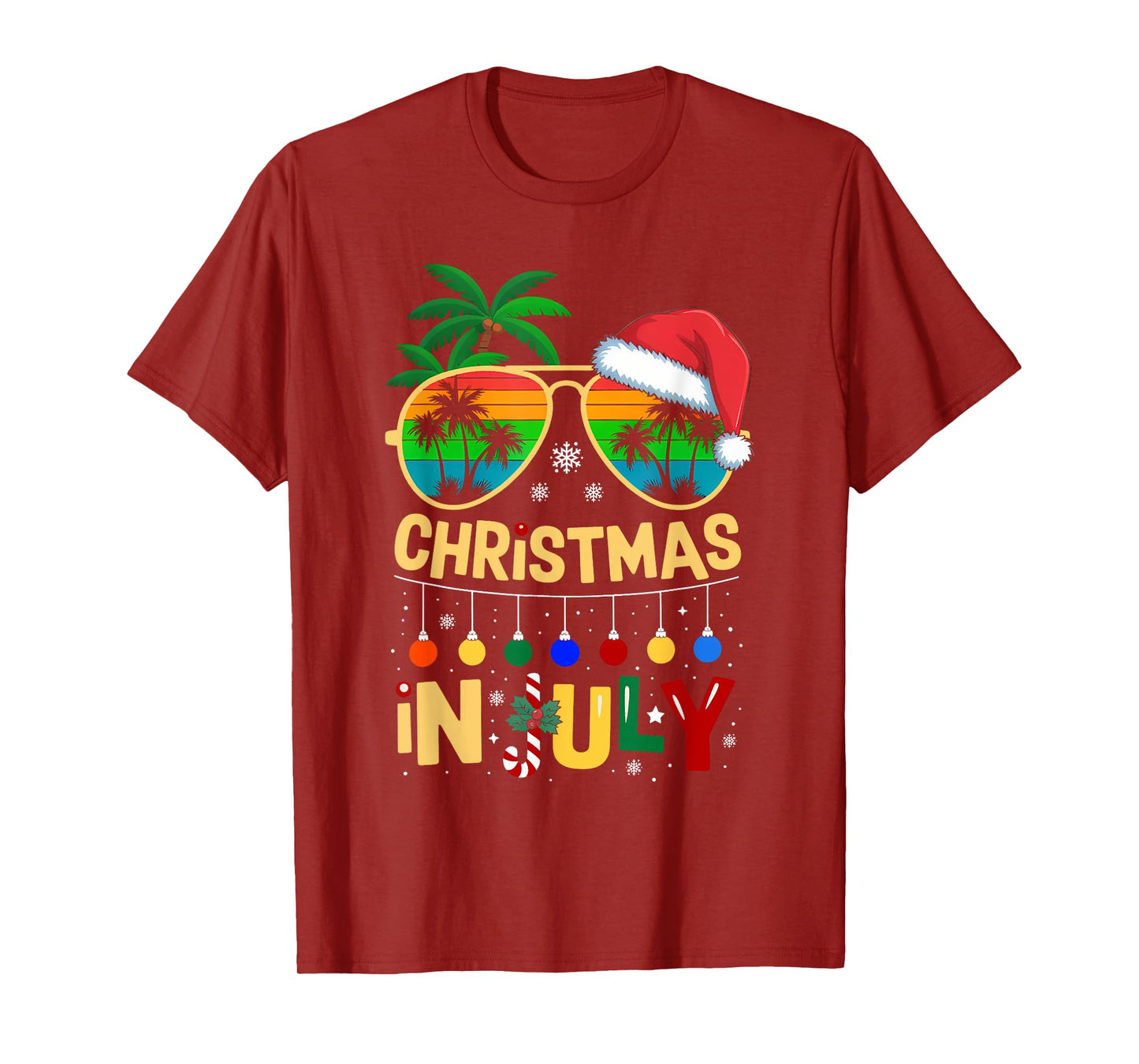 Christmas In July Sunglasses Beach Summer Santa T-Shirt