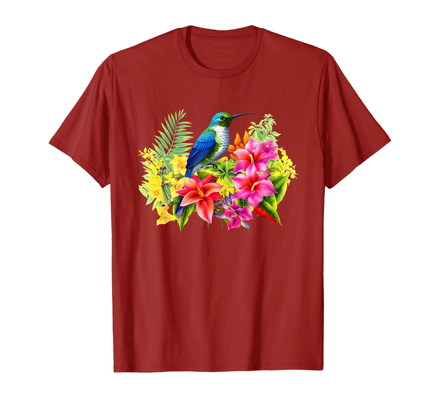 Backyard Birds Watching Watchers Birding Floral Hummingbird T-Shirt