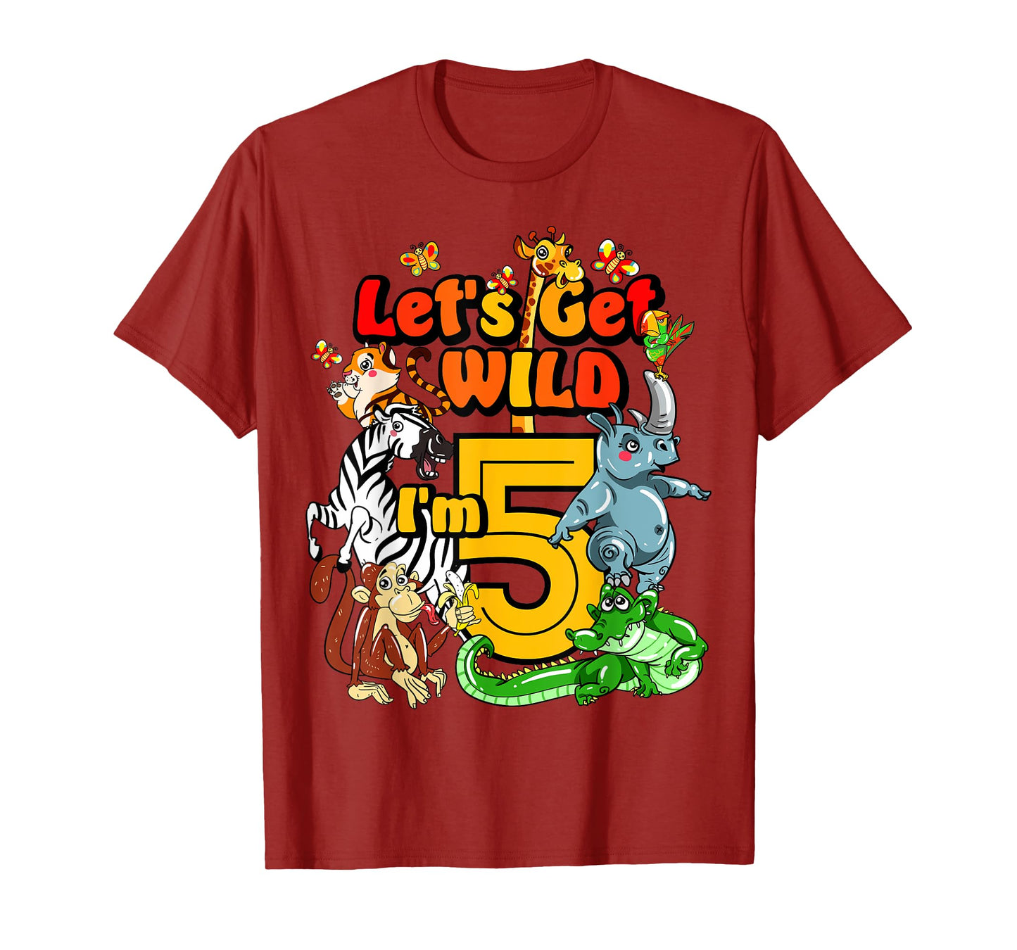 Kids 5 Year Old Zoo Birthday Shirt Safari Jungle Animal 5th T-Shirt