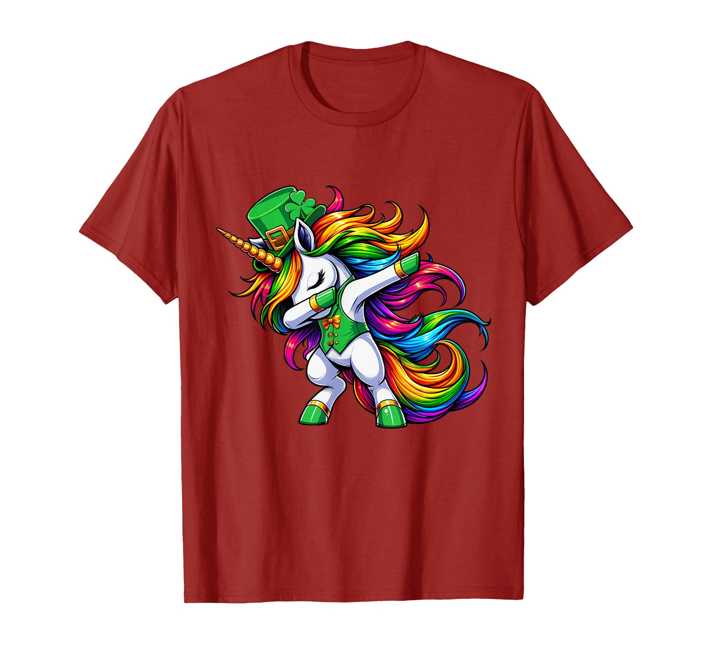 St Patricks Day Girls Women Boys Dabbing Unicorn Leprechaun T-Shirt
