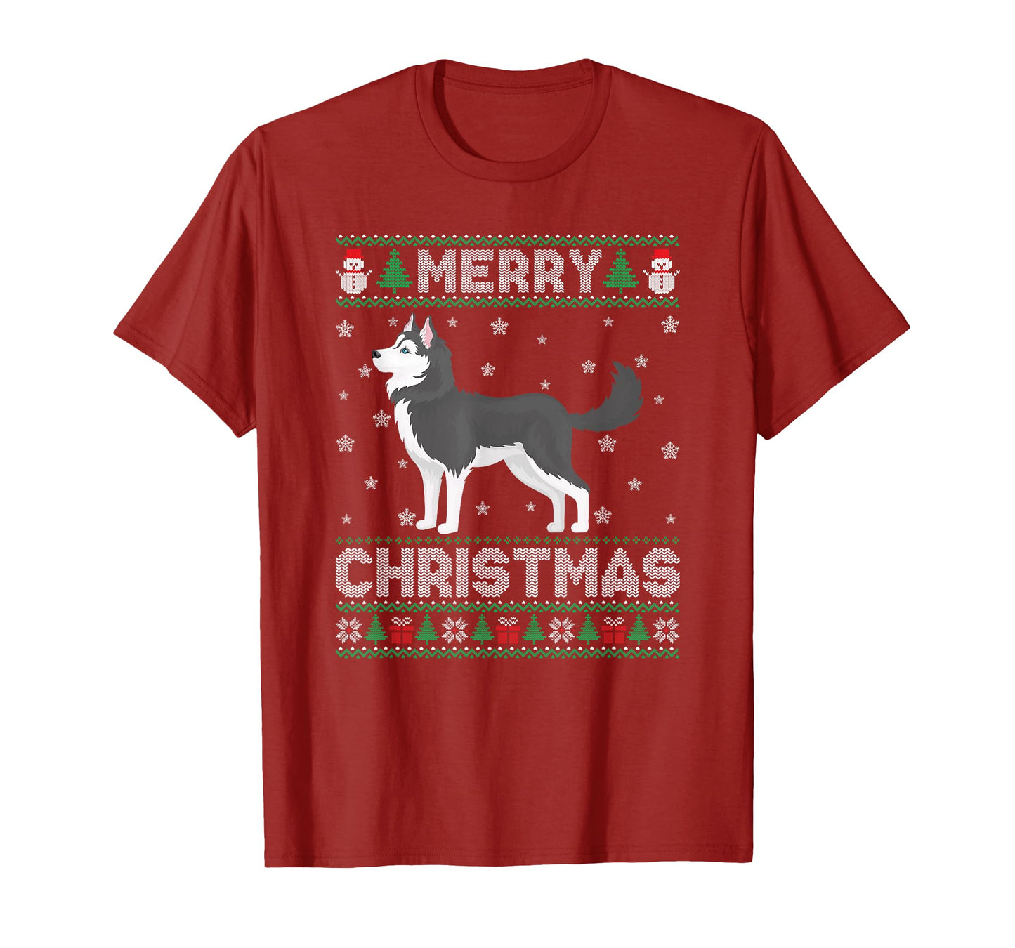 Siberian Husky Dog Men Women Kids Ugly Christmas Sweater T-Shirt