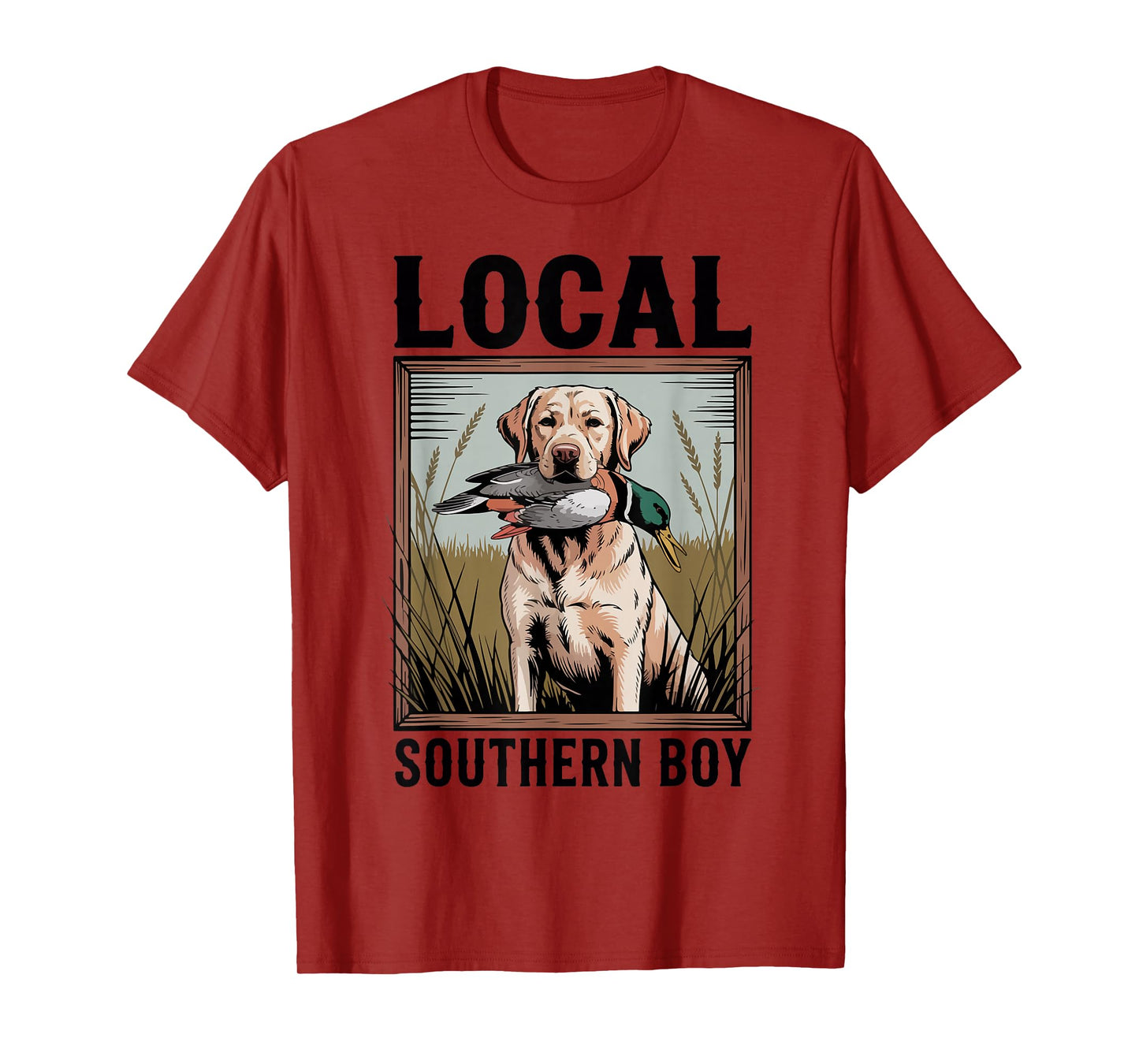 Local Southern Boy Yellow Lab Mallard Duck Hunting Dog Funny T-Shirt