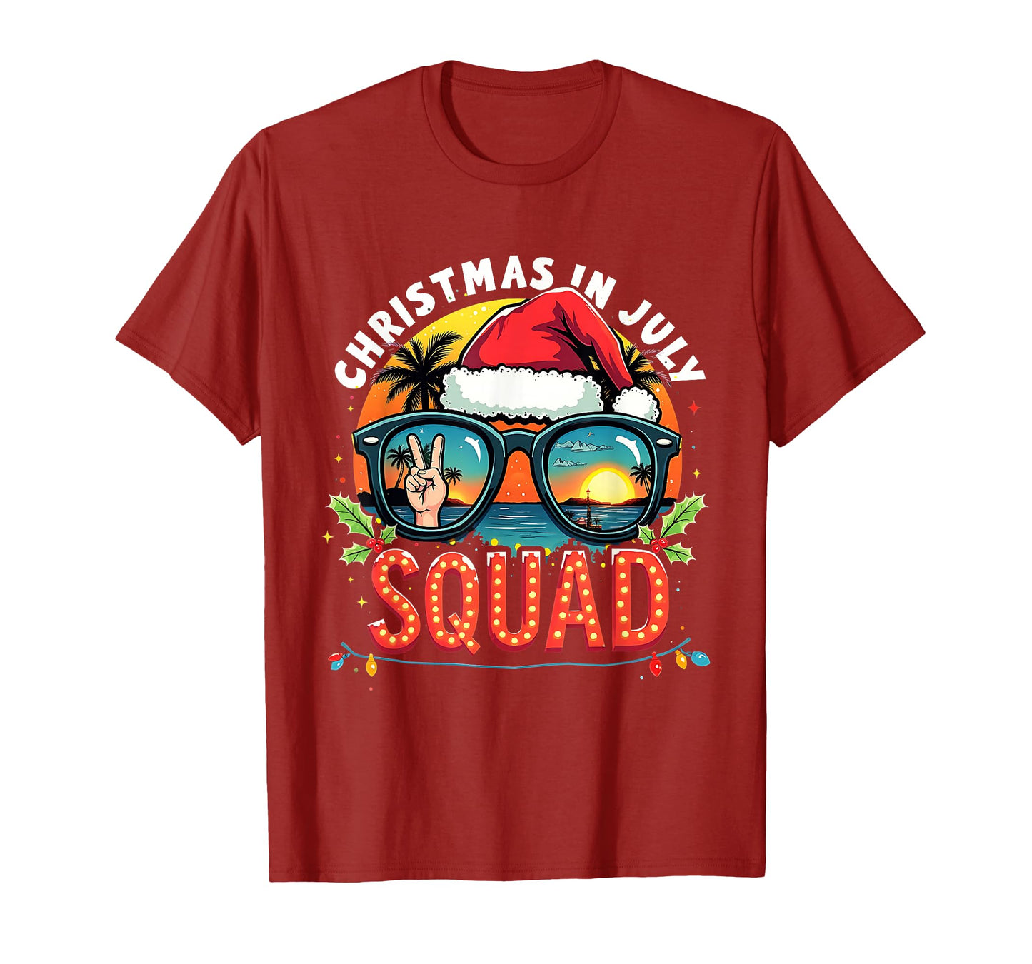 Funny Santa Summer Reindeers Christmas In July Squad T-Shirt