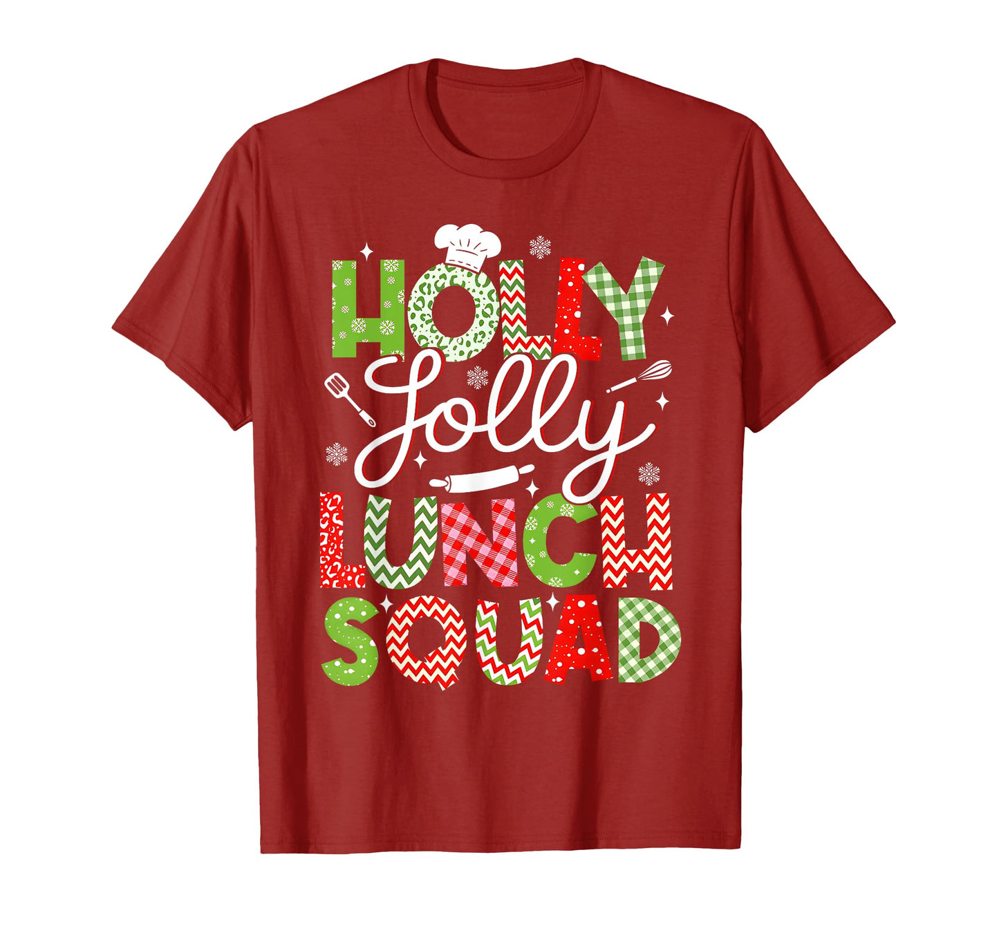 Holly Retro Jolly Lunch Squad Cafeteria Lunch Lady Christmas T-Shirt