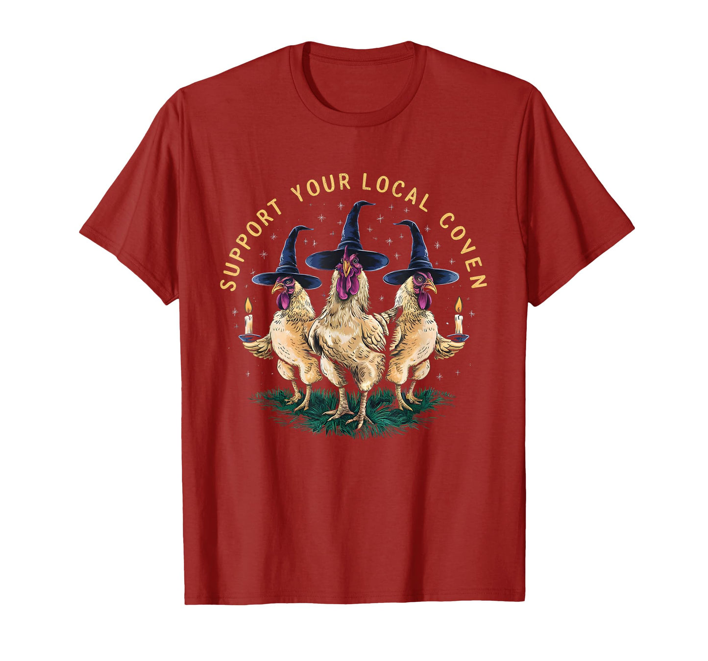 Support Your Local Coven Funny Farm Witch Chicken Halloween T-Shirt