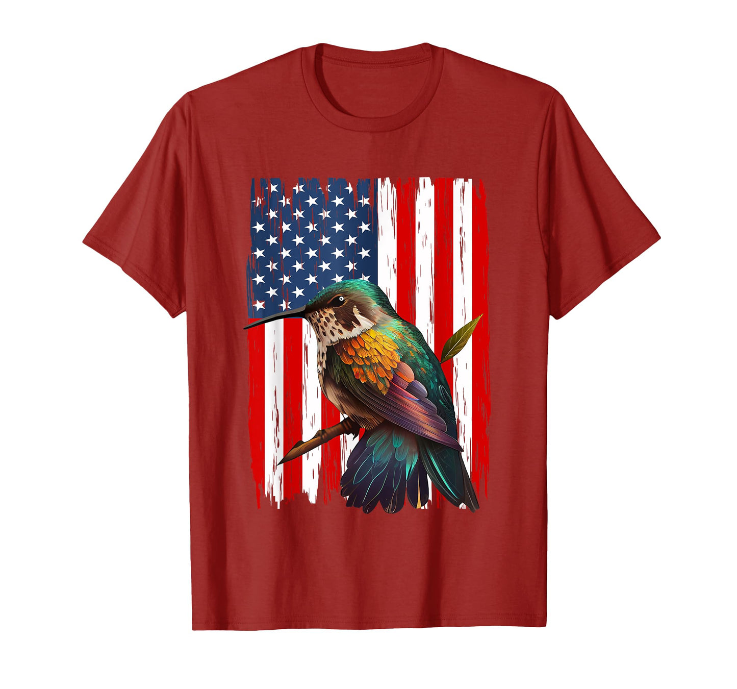 Hummingbird American Flag Bird Lover 4th Of July Men Women T-Shirt