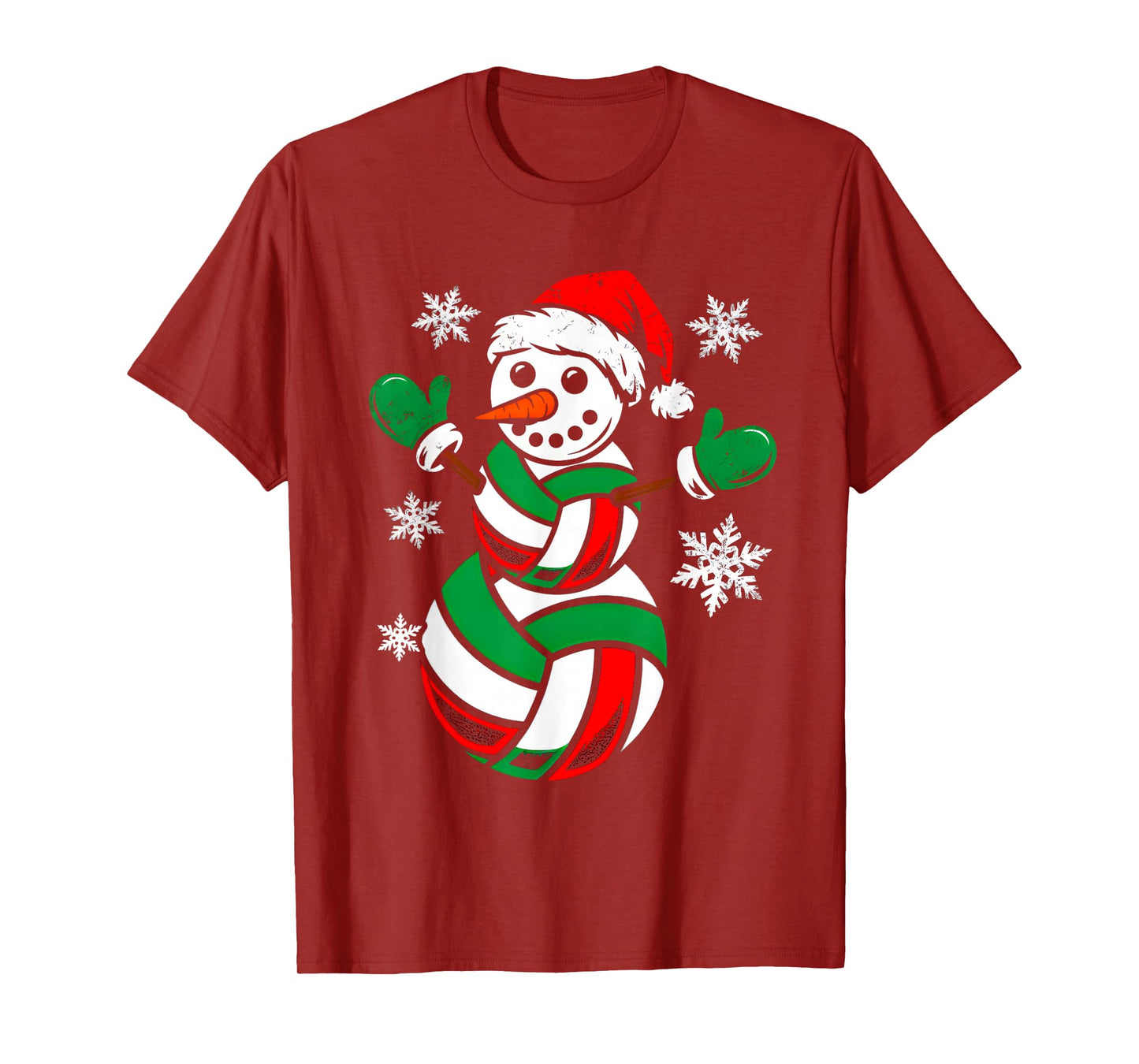 Volleyball Santa Hat Snowman Xmas Funny Volleyball Christmas T-Shirt