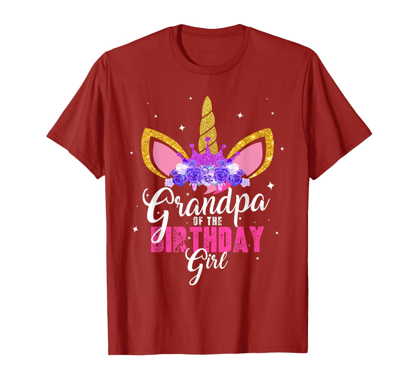 Grandpa Of The Birthday Girl Unicorn Princess Grandfather T-Shirt