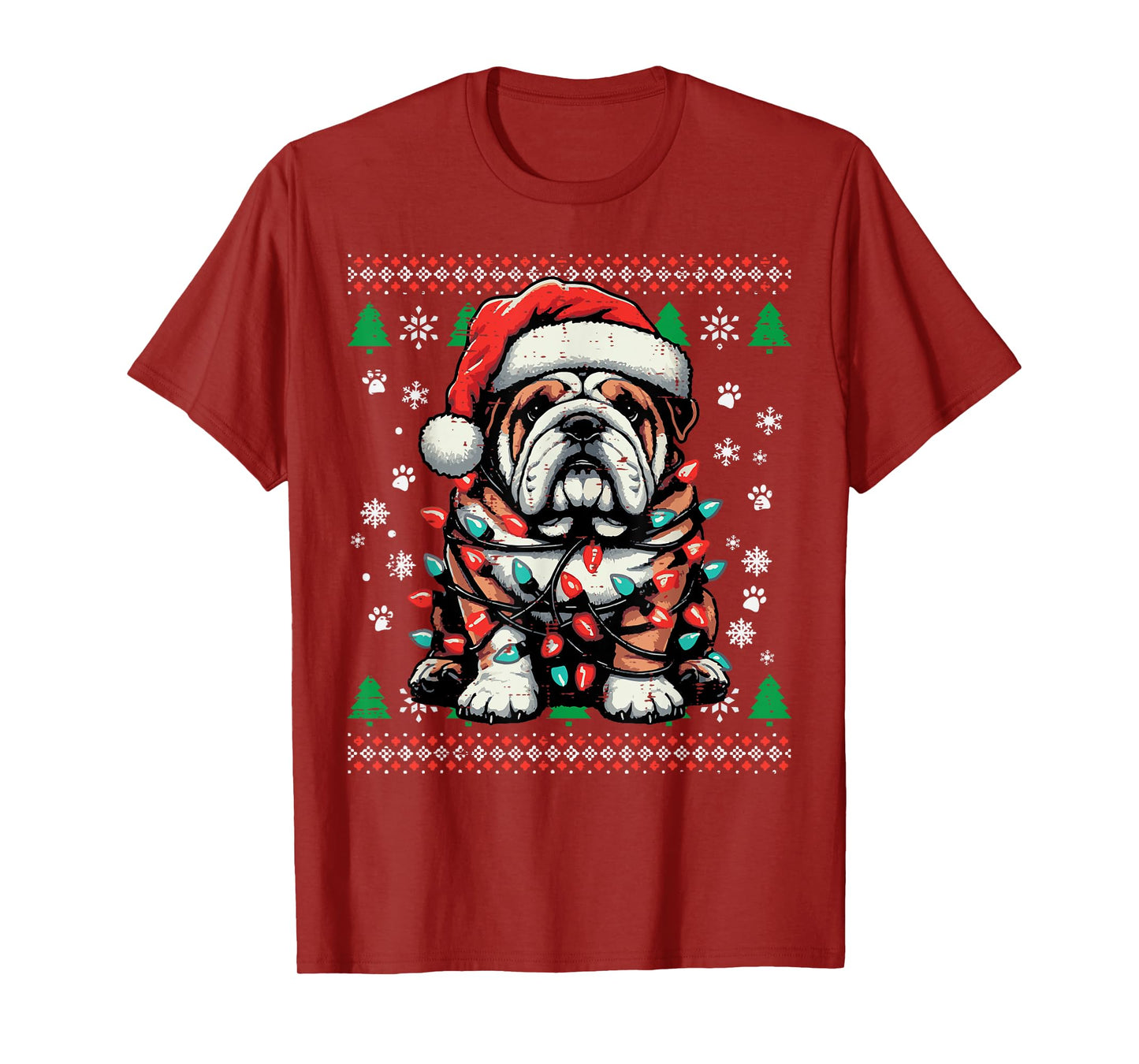 Christmas Dog English Bulldog Santa Ugly Xmas Men Women Kids T-Shirt