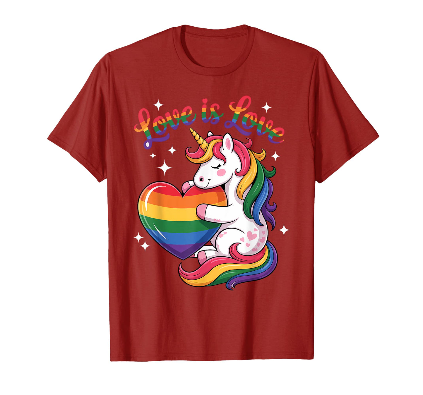 Cute LGBTQ Unicorn With Rainbow Love For Kids Gift T-Shirt