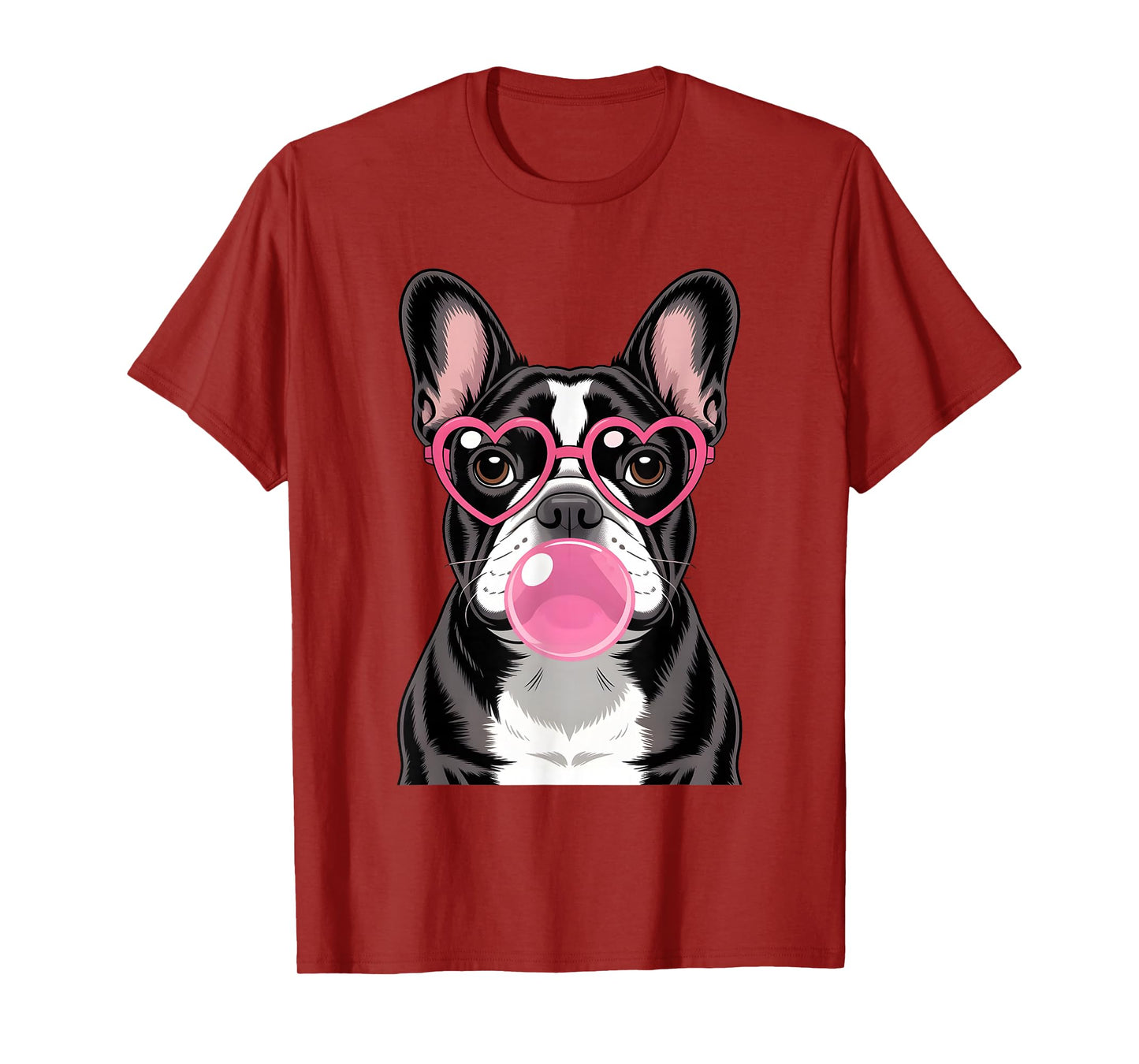 French Bulldog Bubblegum Tee Cute Pink Heart Dog Graphic T-Shirt
