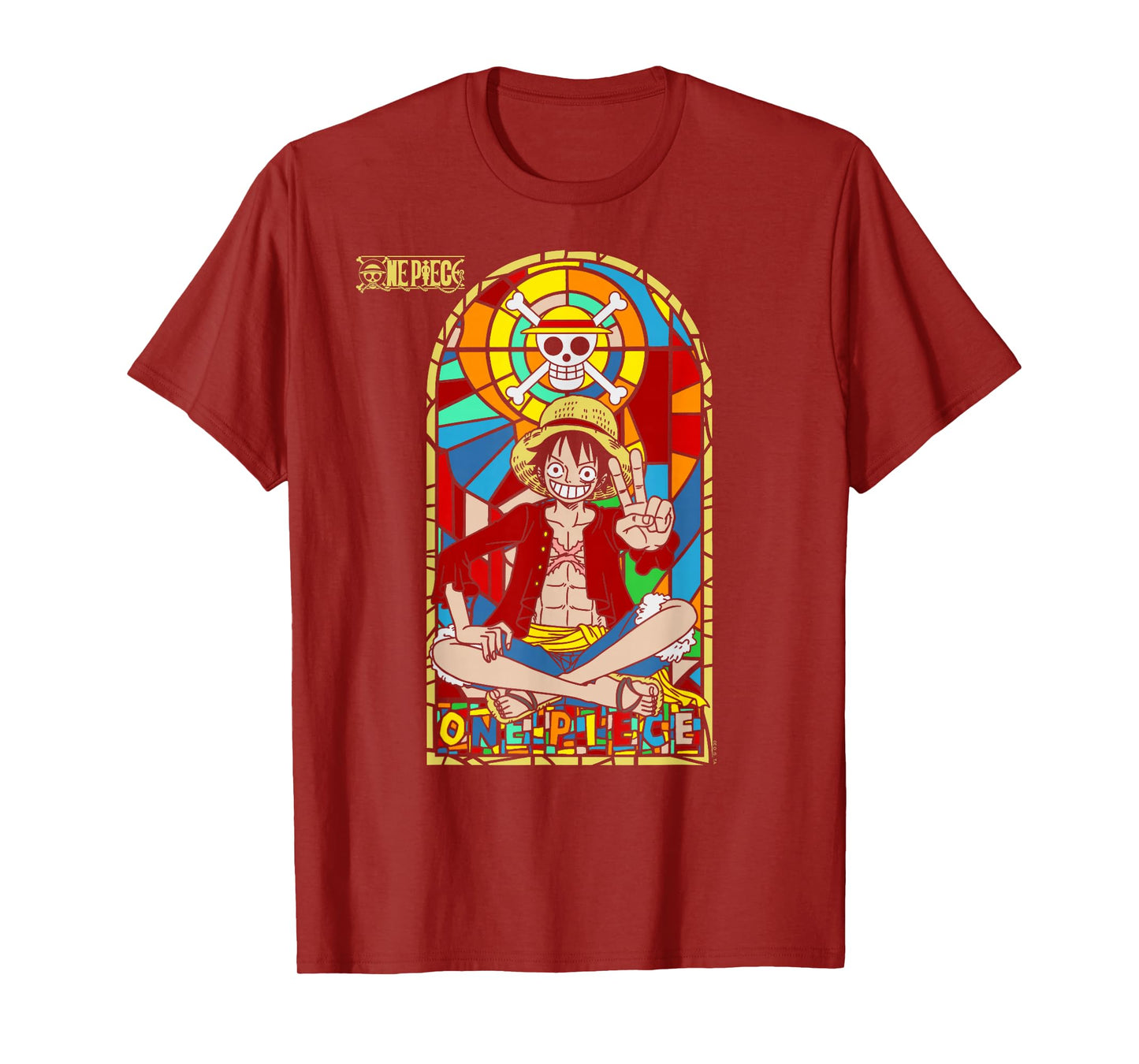 One Piece Anime Monkey D. Luffy Stained Glass Window T-Shirt