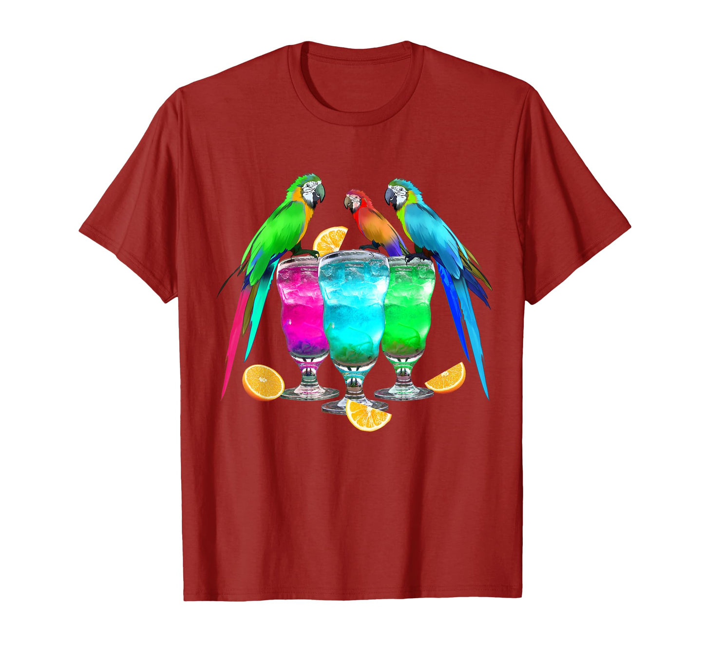 Parrots Drinking Margarita Tropical Birds Vacation Hawaiian T-Shirt