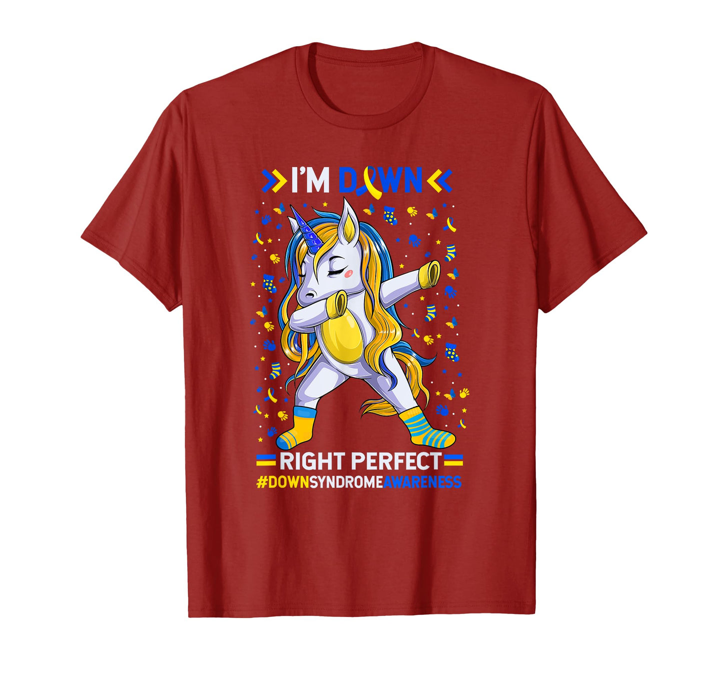Down syndrome awareness Down Right Perfect Dabbing Unicorn T-Shirt