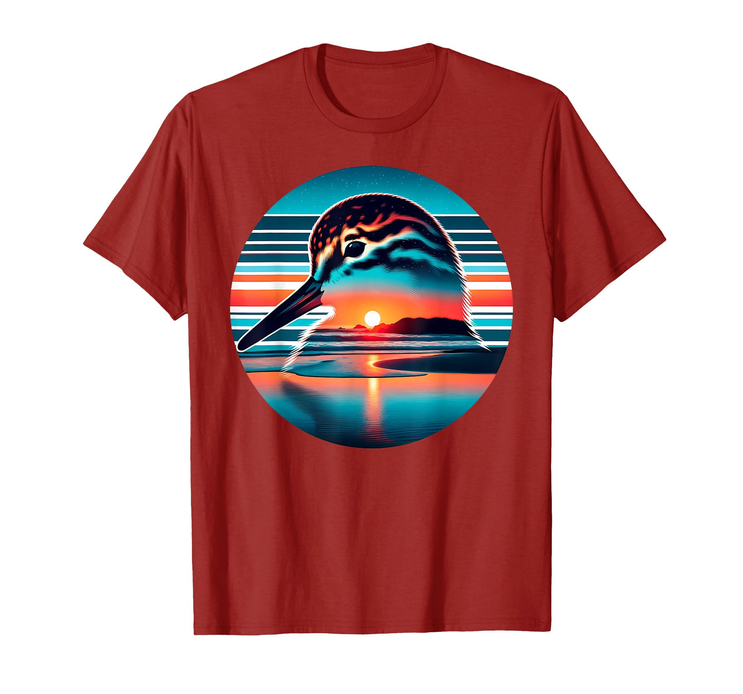 Sandpiper Bird Sunset Retro Style Safari Vintage 70s T-Shirt