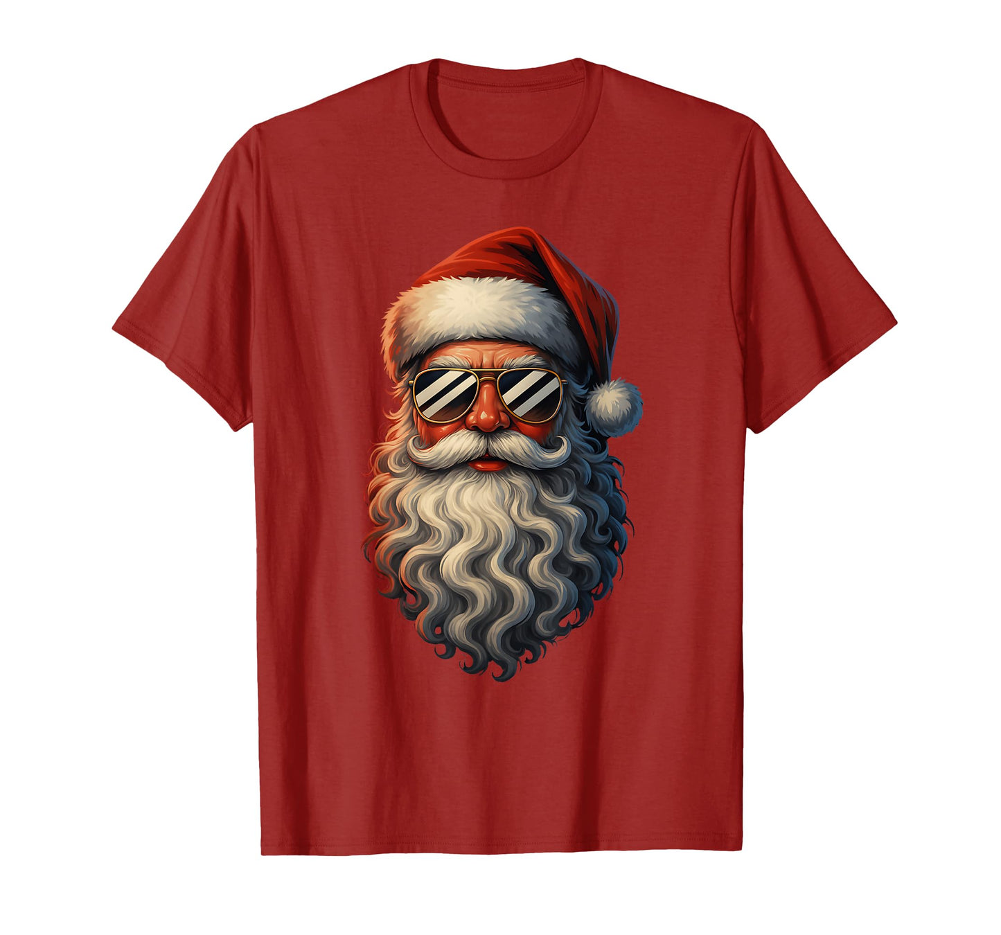Retro Cool Sunglasses Santa Claus Face Christmas Men Boys T-Shirt