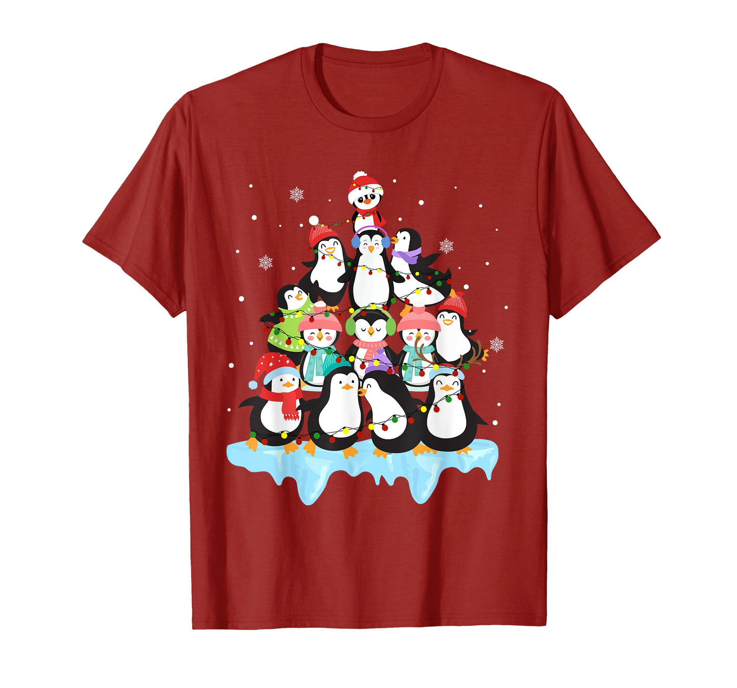 Cute Penguin Christmas Tree Penguin Lover Xmas T-Shirt