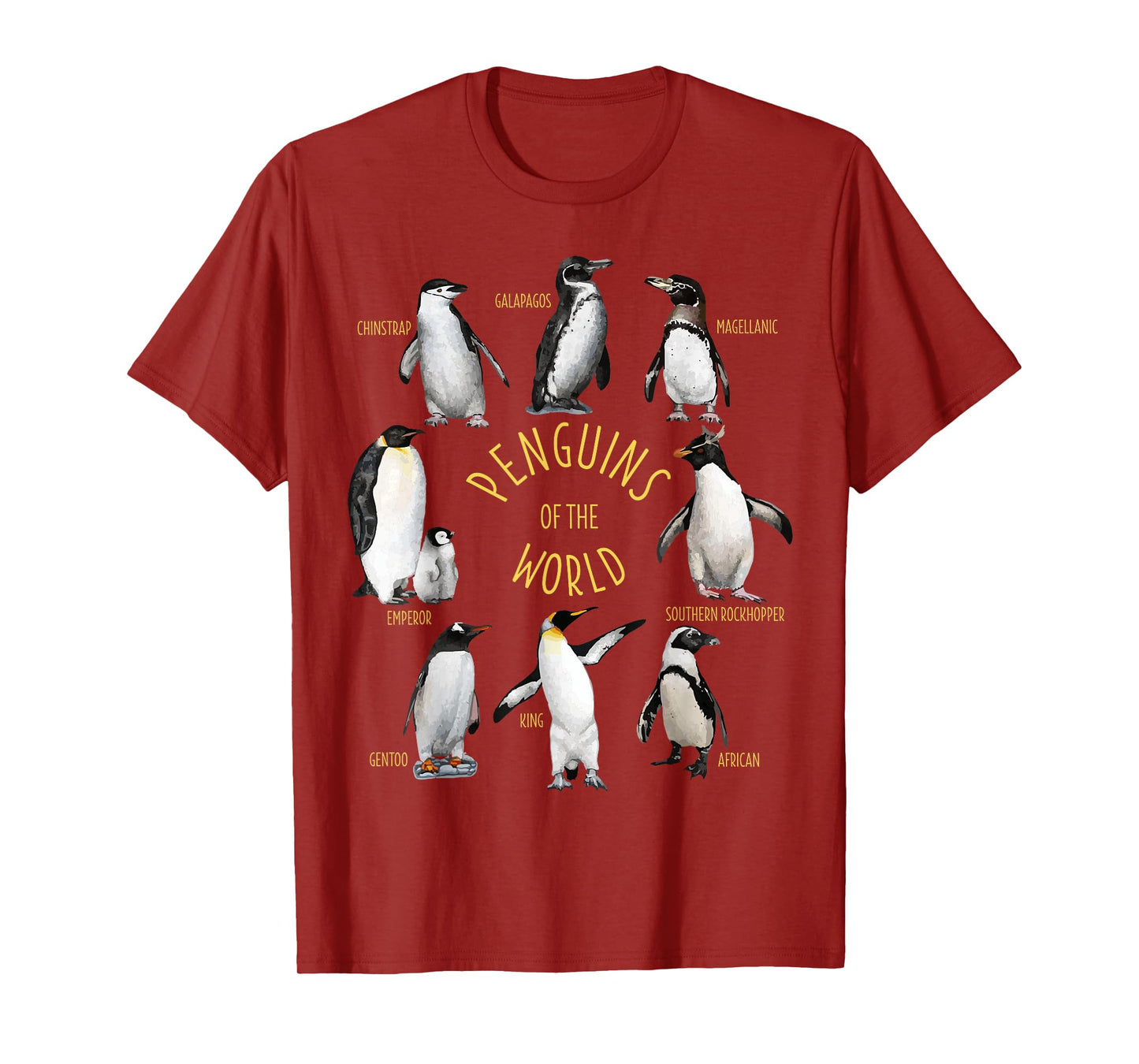 All Types Of Penguins Of The World Funny Penguin Lover Gift T-Shirt