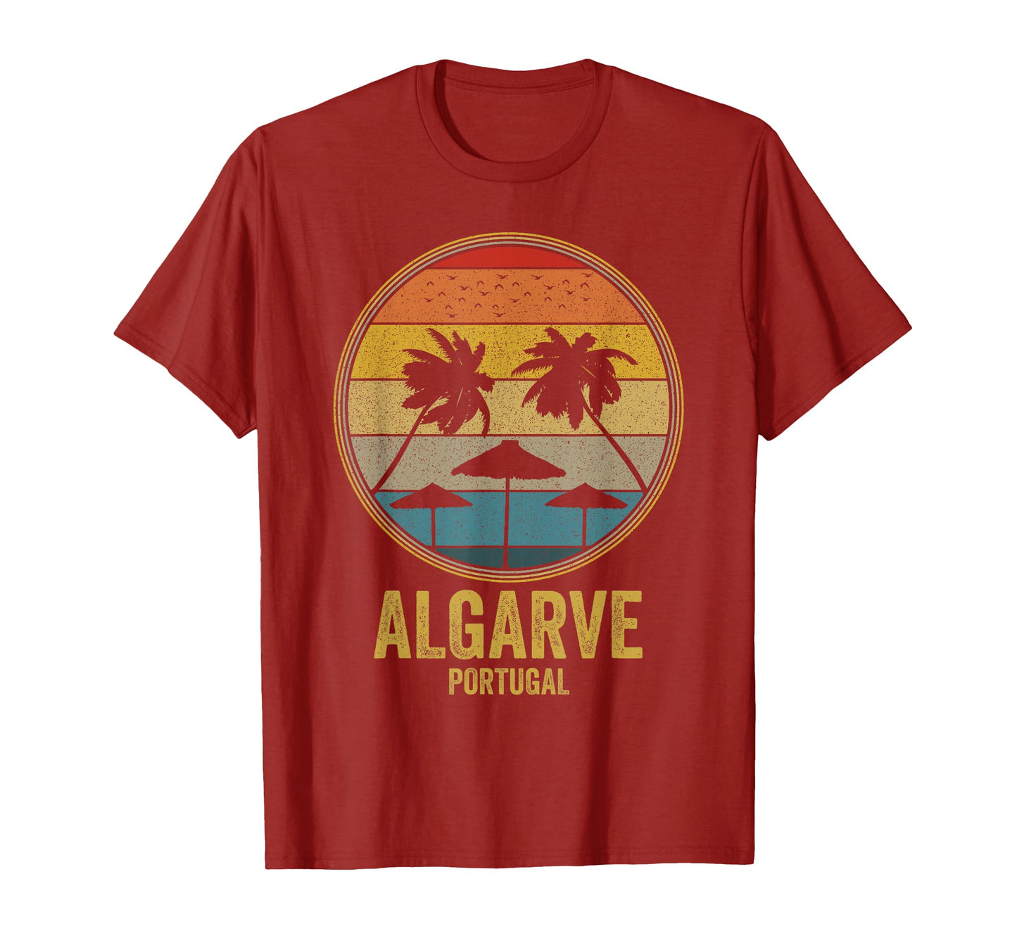 Algarve Portugal Retro Vintage Sunset 80s Beach Distressed Men Women T-Shirt
