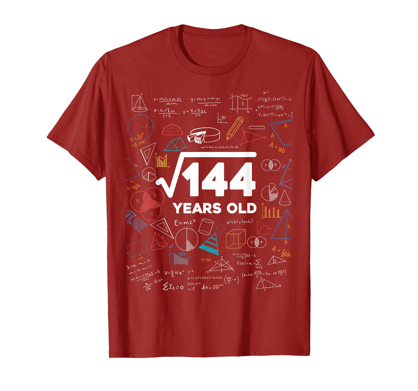 Square Root Of 144 12th Birthday Math Lover 12 Year Old Bday T-Shirt