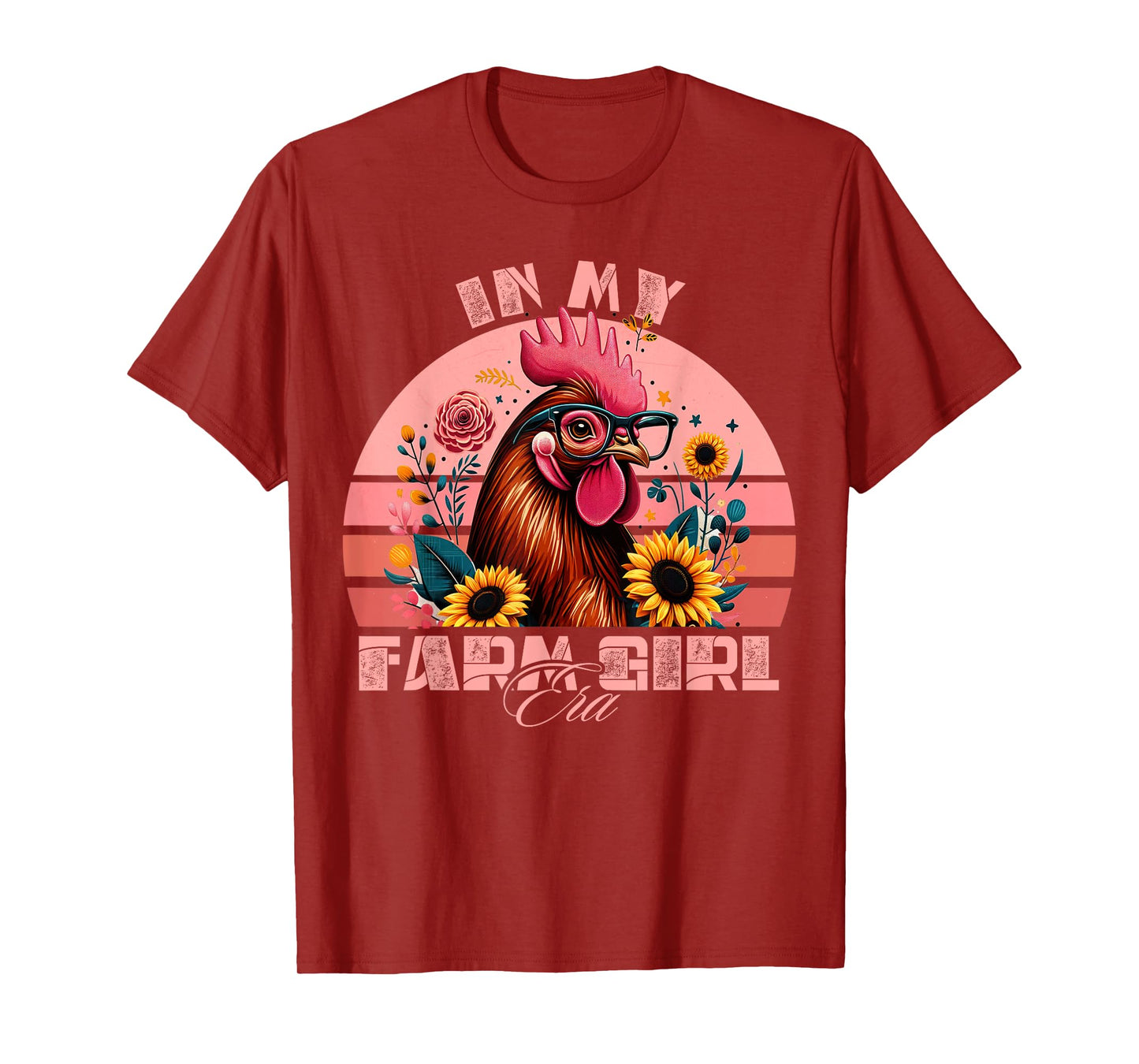In My Farm Girl Era Cute Retro Chicken and Flowers Farm Life T-Shirt