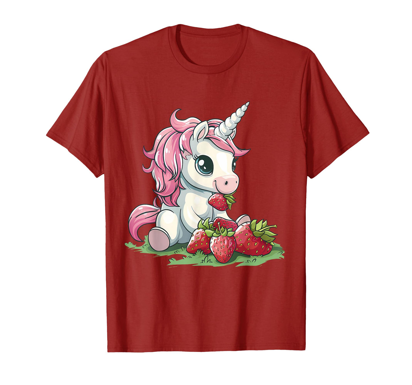 Strawberry Unicorn Cute Strawberries Drawing Motif T-Shirt