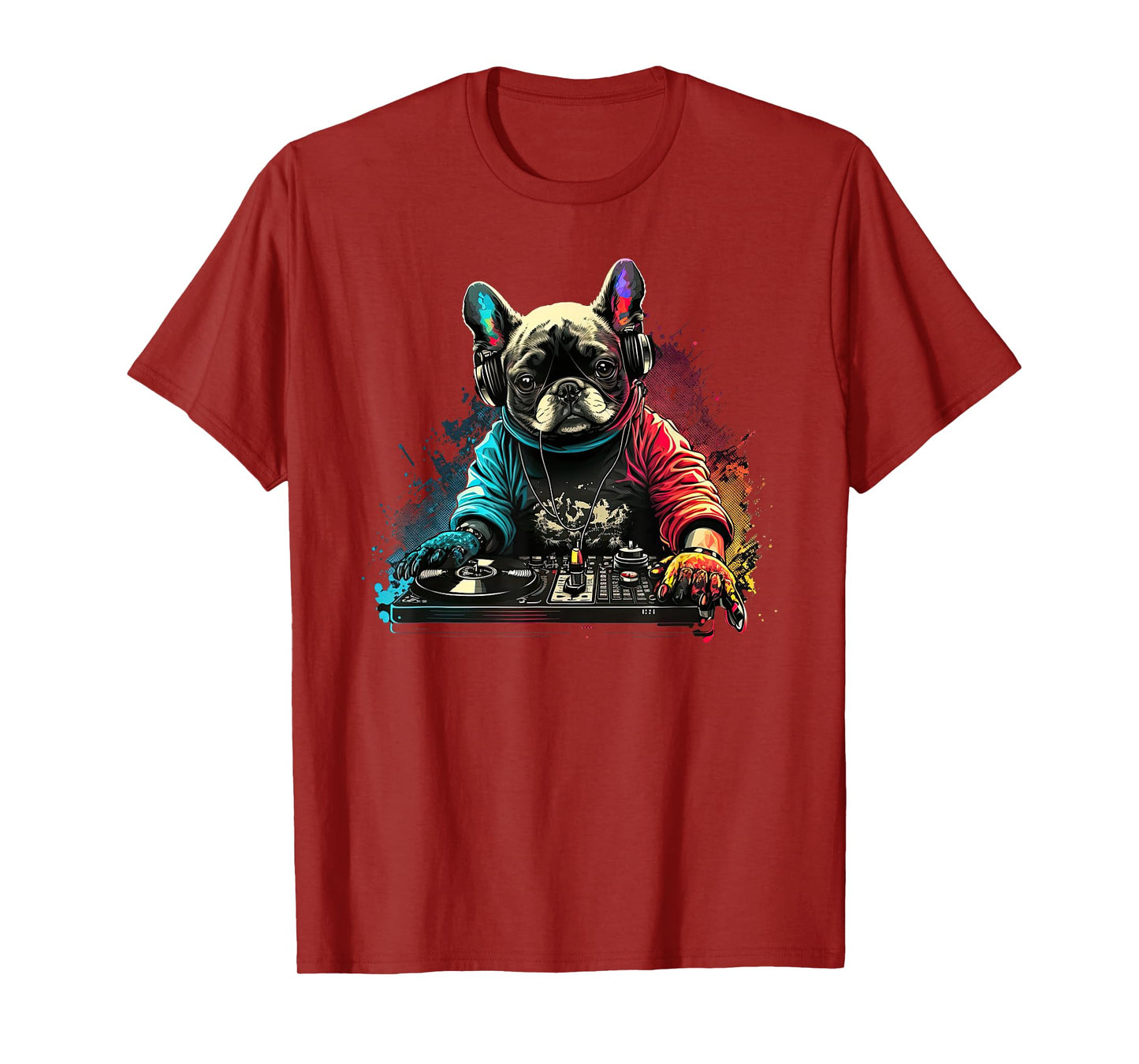 Funny French Bulldog Frenchie DJ Electronic EDM music T-Shirt