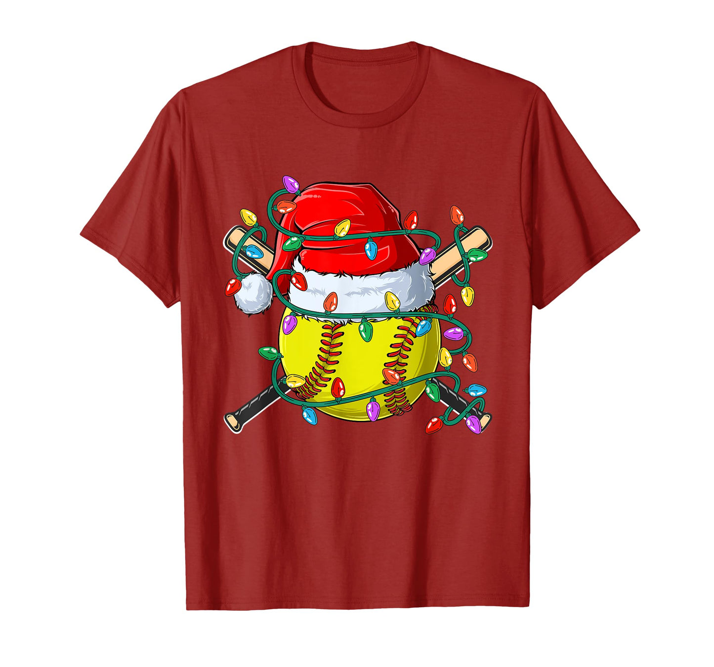 Christmas Softball Xmas Santa Sports Hat Mens Womens Kids T-Shirt