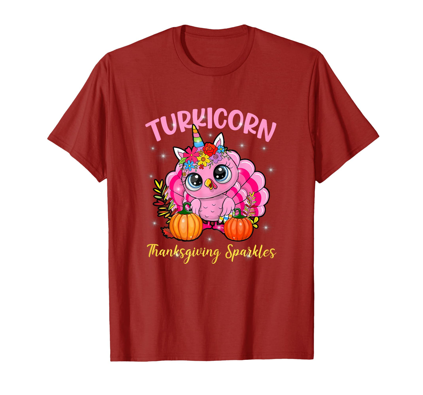 Cute Unicorn Turkey Sparkles Funny Thanksgiving Women Girl T-Shirt