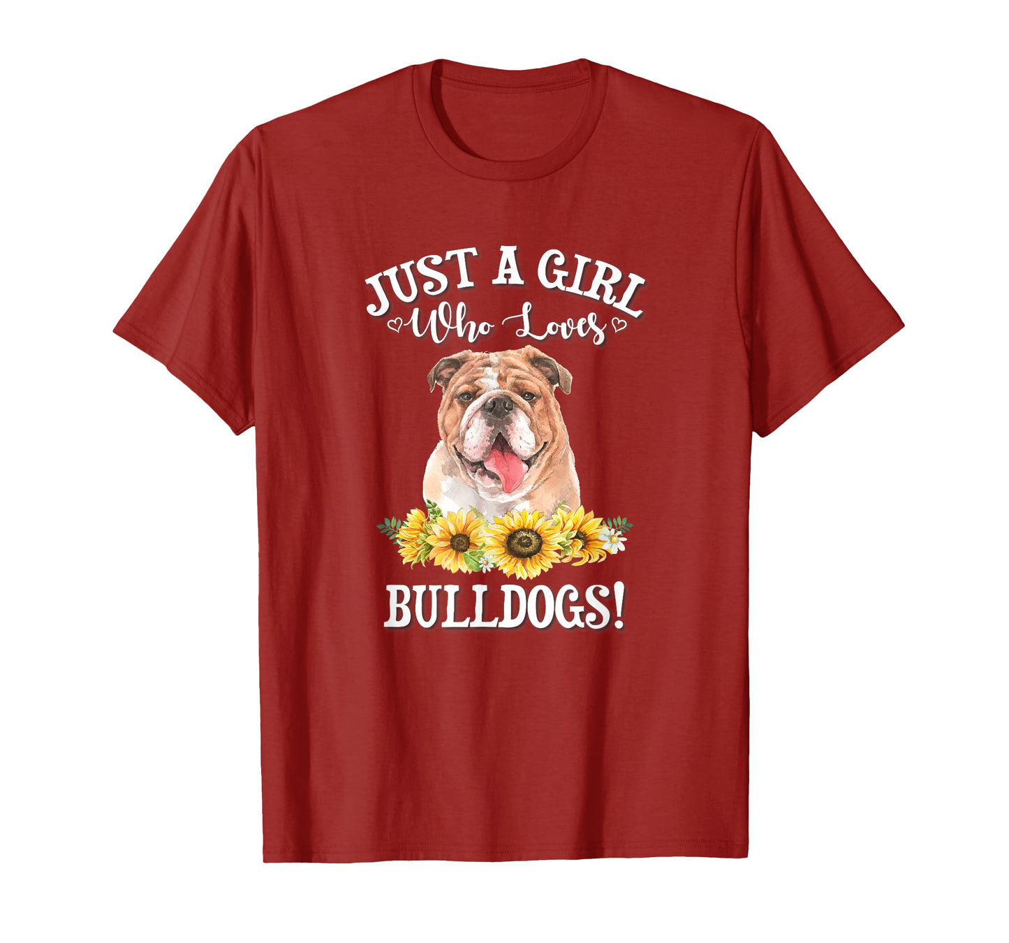 Funny Watercolor Art Girl Who Loves English Bulldogs T-Shirt