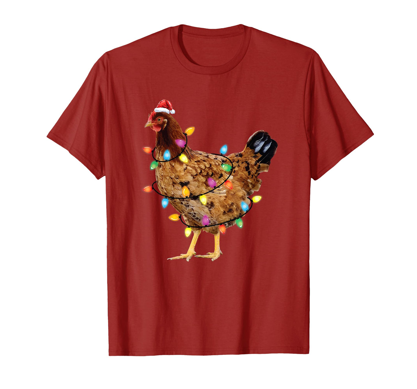 Christmas Santa Chicken Lights Funny Xmas Tree Chicken T-Shirt