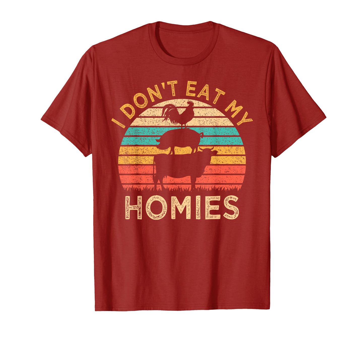 Vegetarian I Don't Eat My Homies Funny Vegan Retro T-Shirt