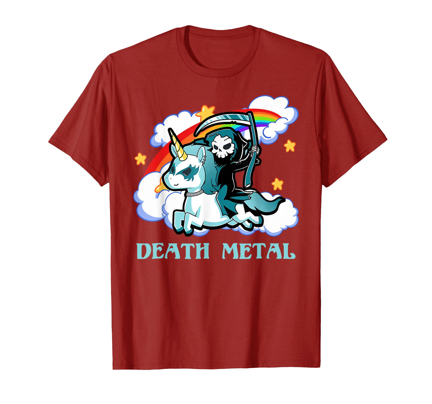 Funny Rainbow Skeleton Unicorn Death Metal Music Festival T-Shirt