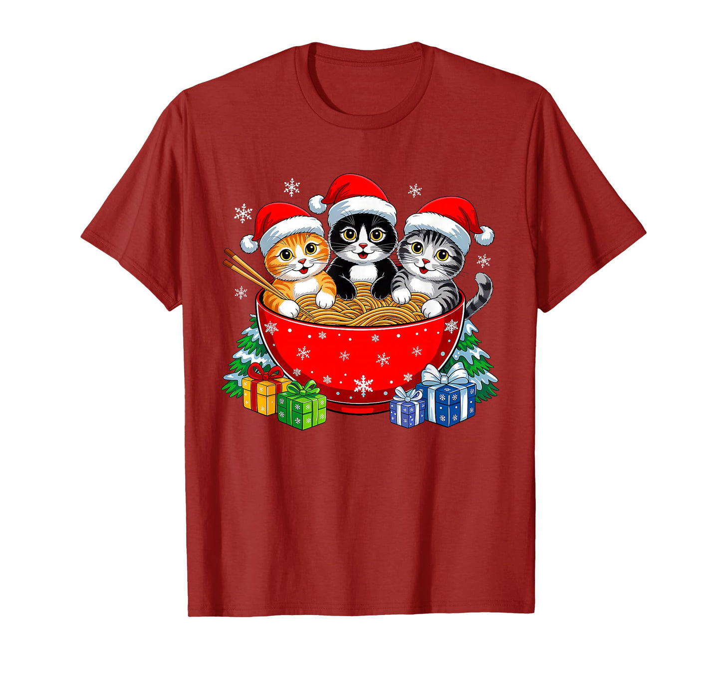Christmas Cats Ramen Kitten Anime Xmas for Men Women Kids T-Shirt