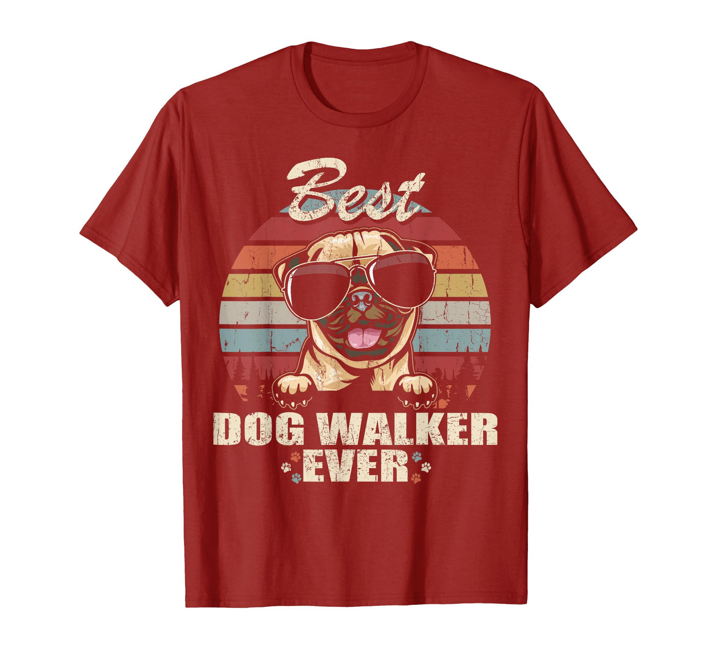 Pug Best Dog Walker Ever Funny Quote Vintage T-Shirt for Men Women Kids